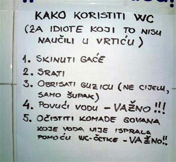 Korištenje WC-a za idiote