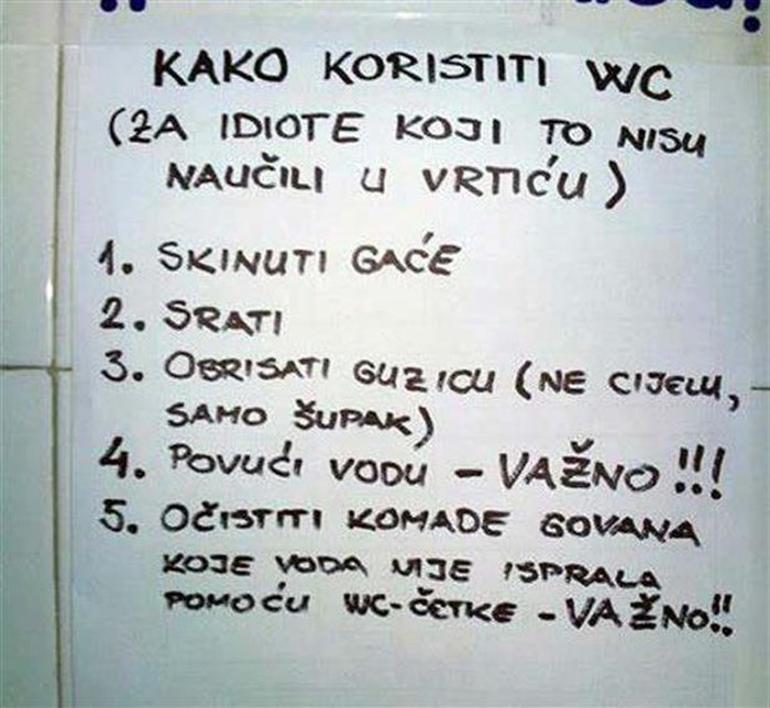 Korištenje WC-a za idiote