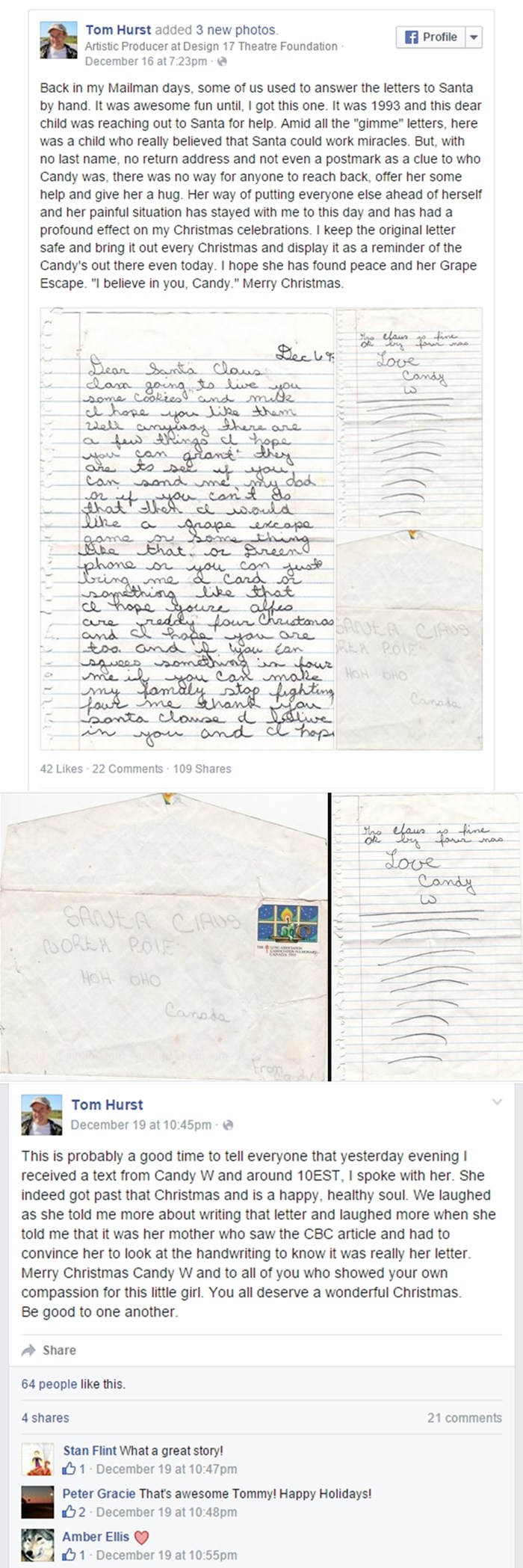 Poštar nakon 22 godine pronašao djevojčicu koja mu je slomila srce pismom Djedu Mrazu