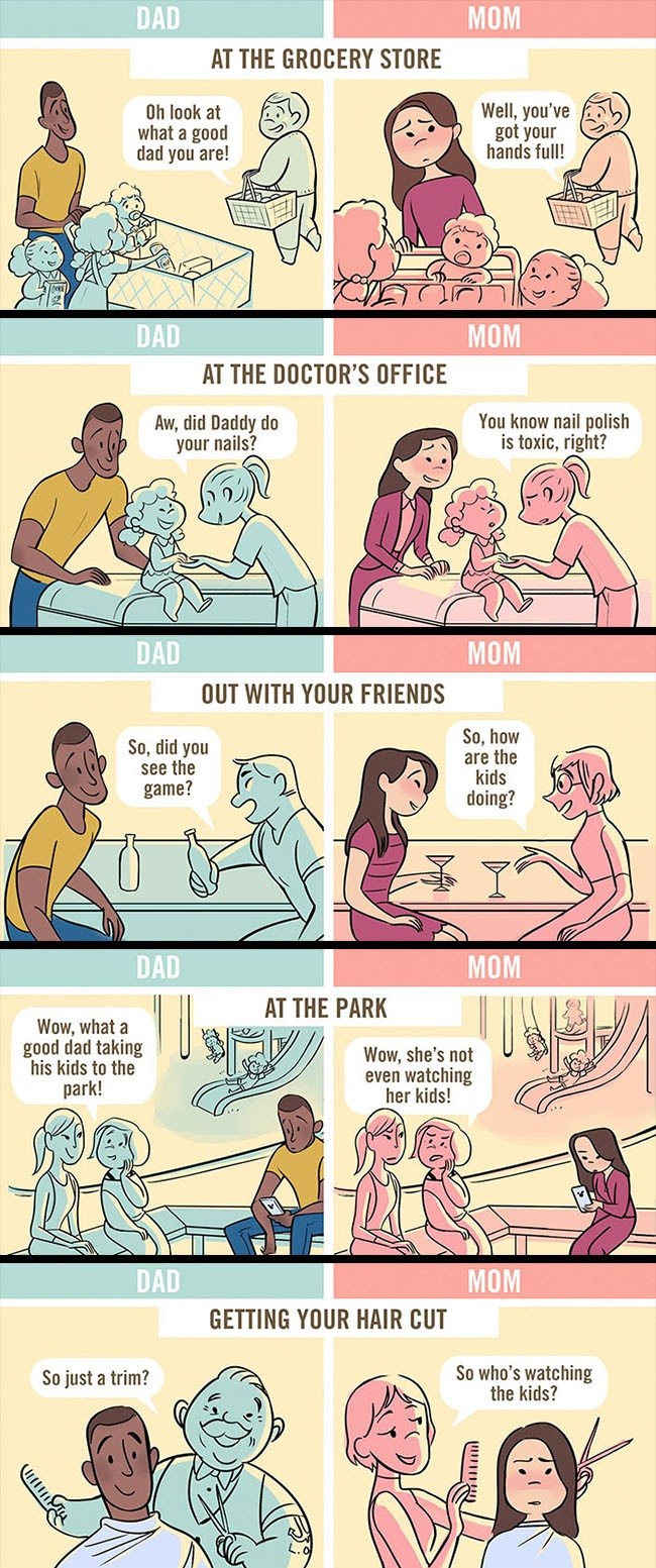 GALERIJA: 5 kratkih stripova koji pokazuju kako se ljudi različito odnose prema muškim i ženskim roditeljima