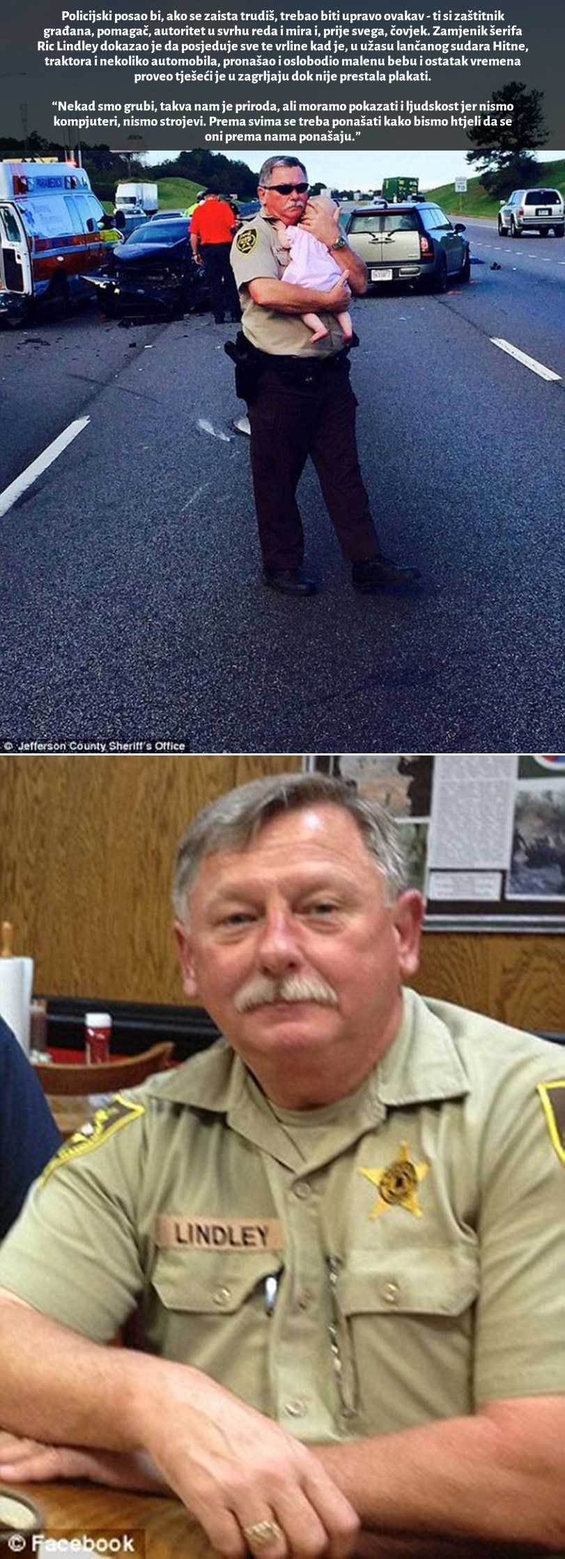 POLICAJAC MEKA SRCA: Spasio bebicu iz uništenog automobila i grlio čvrsto kao da je njegova