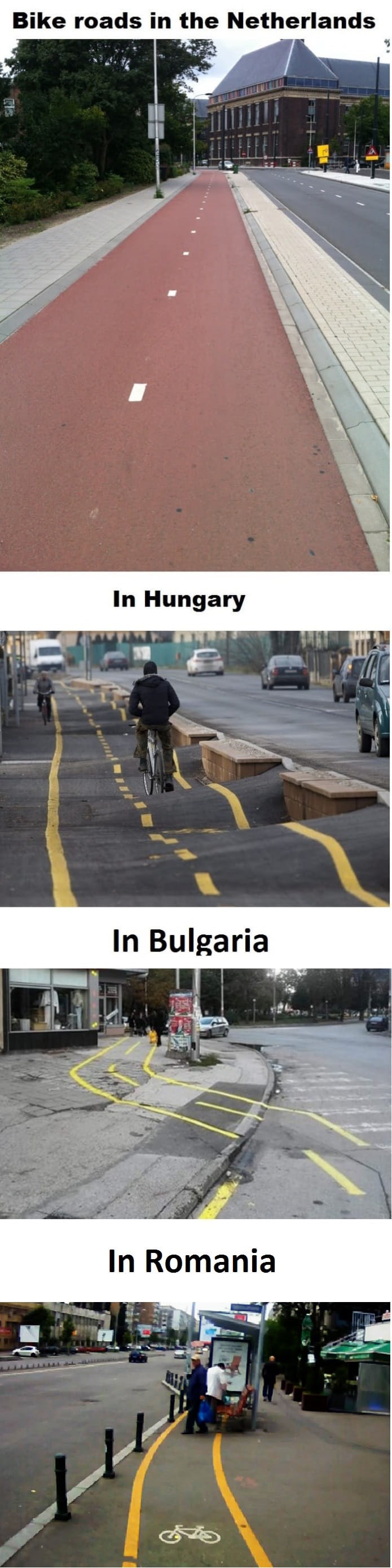 Kako izgleda biciklistička staza u Nizozemskoj, a kako izgleda biciklistička staza nešto istočnije?