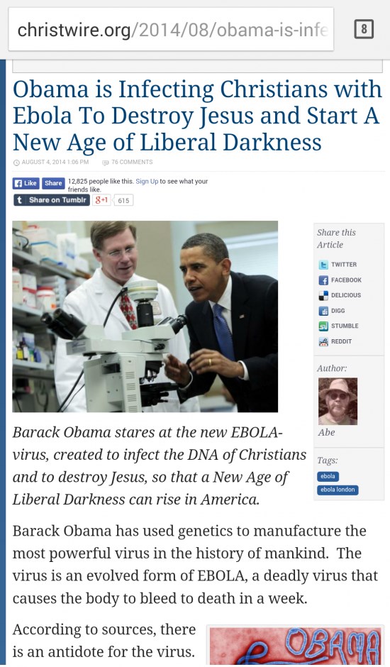 Skandal: Obama stvorio ebolu da ubije Isusa!