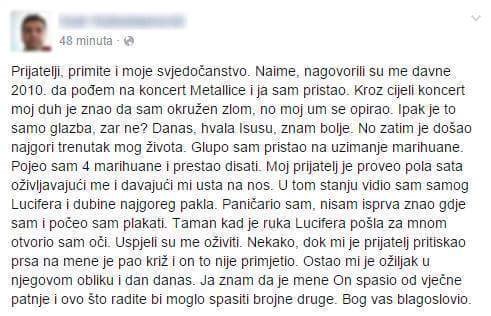 Metallica i jedenje marihuane ga odveli u Pakao!