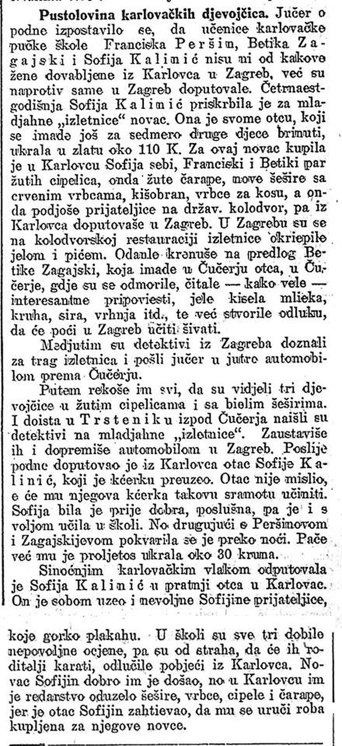 Odgoj djevojaka u Hrvatskoj 1913.