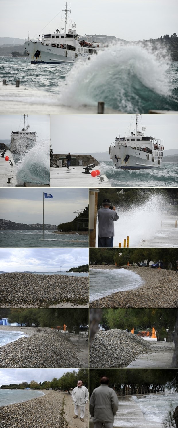 Jugo naslagalo kamenje na plažu u Vodicama