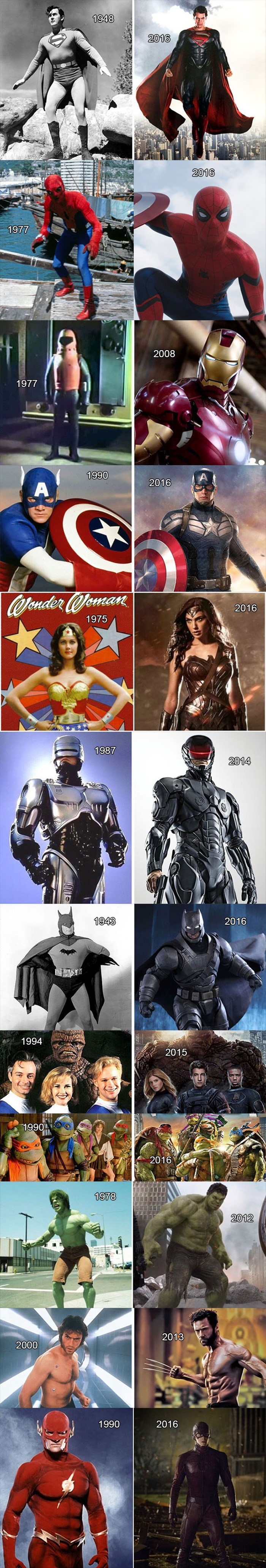 Kako su superjunaci izgledali nekad, a kako danas