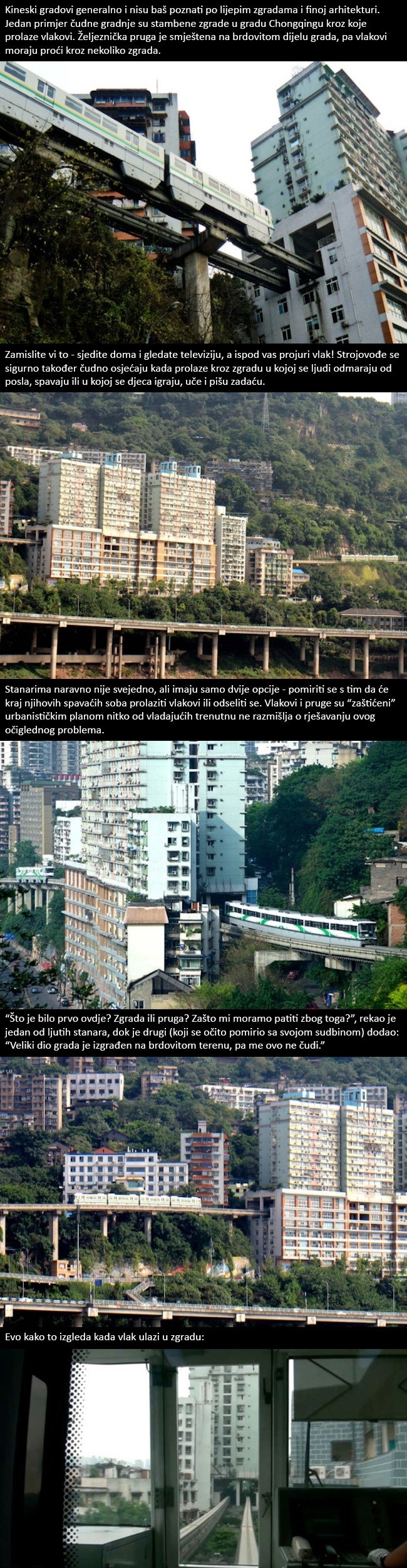 U Kini postoji grad u kojem vlakovi prolaze kroz stambene zgrade!