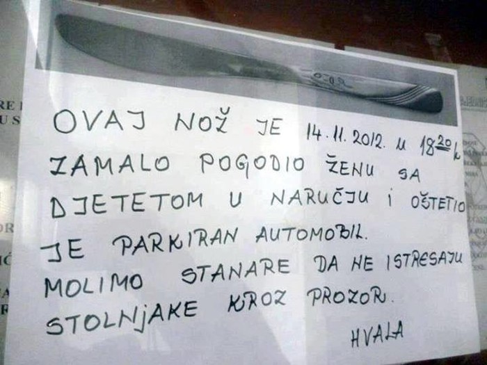 Istresanje stolnjaka postalo napad hladnim oružjem