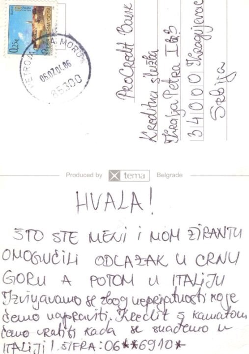 Maznuli lovu, poslali čestitku bankarima