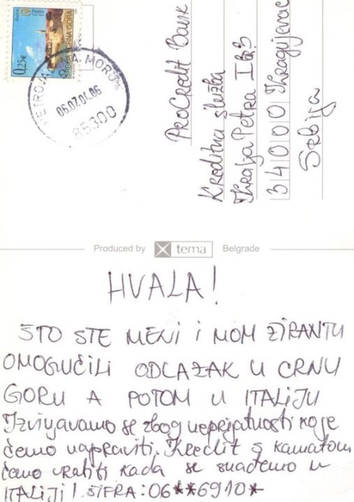 Maznuli lovu, poslali čestitku bankarima