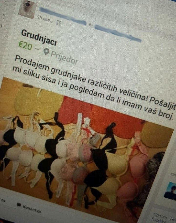 Muškarac prodaje grudnjake? Ovaj oglas na Facebooku je nasmijao čitavu regiju!