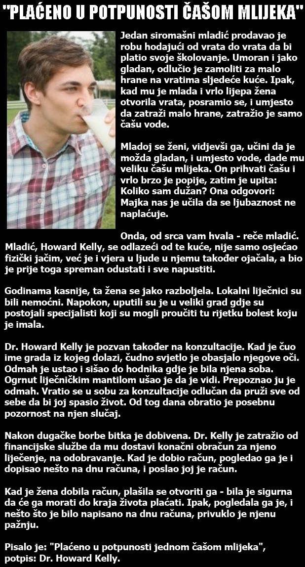 "U potpunosti plaćeno čašom mlijeka": Dobro se dobrim vraća