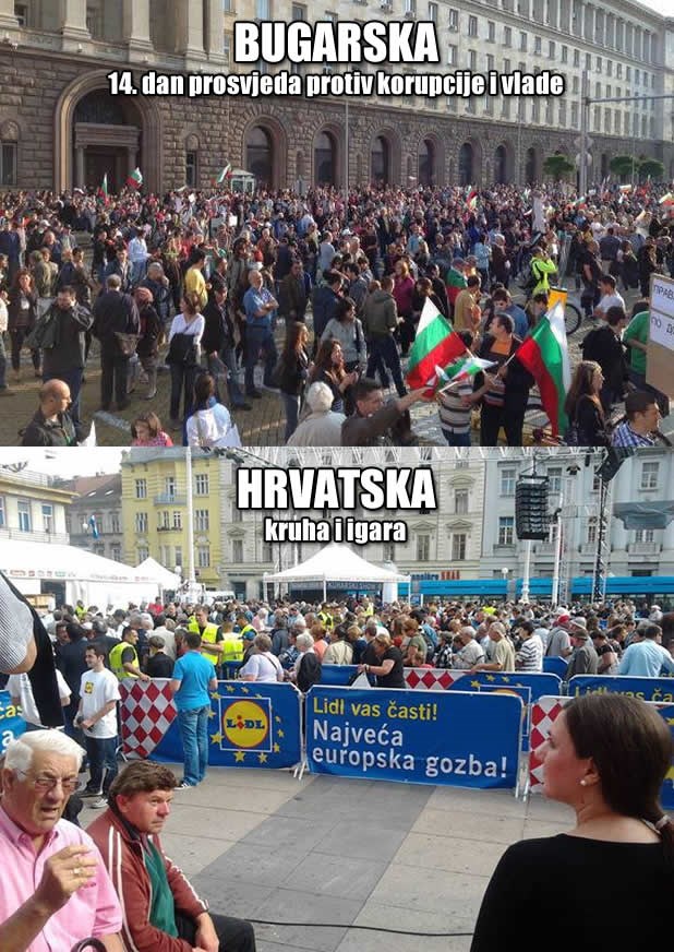 Jedino što Hrvate izvlači na ulicu je besplatno žderanje