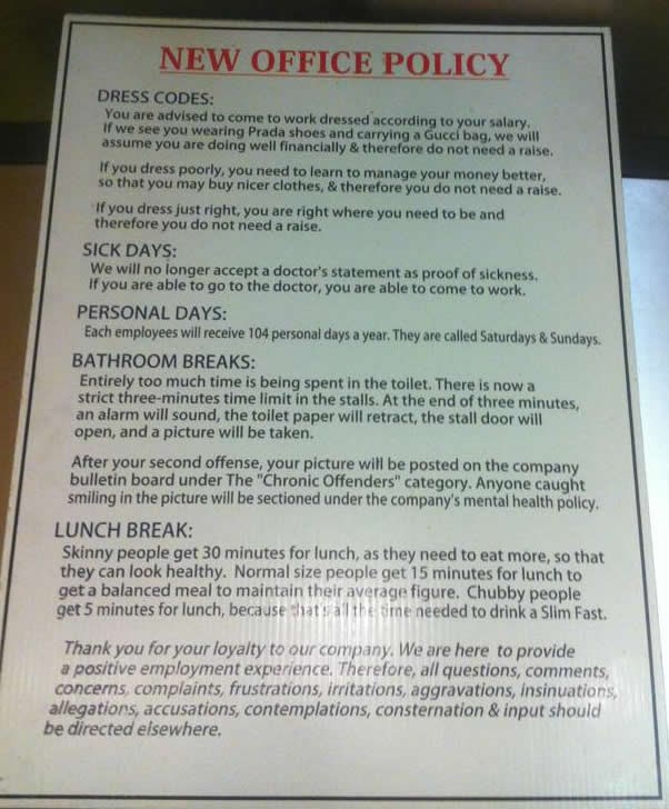 Lukavi gazda smislio nova pravila ponašanja na radnom mjestu