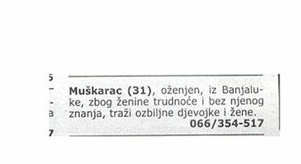 Traži ljubavnicu za ozbiljne razgovore?