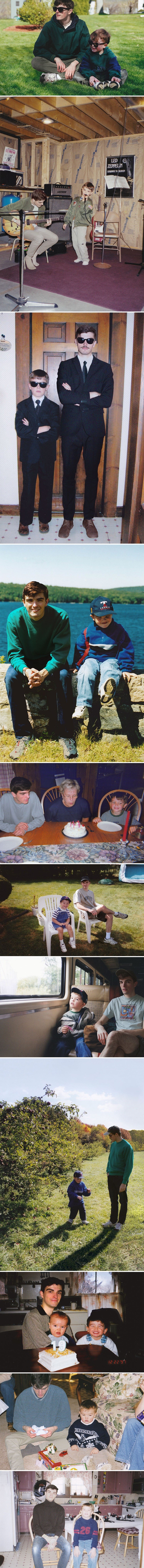 Lik se namontirao na vlastite fotografije iz djetinjstva kako bi se mogao družiti sam sa sobom