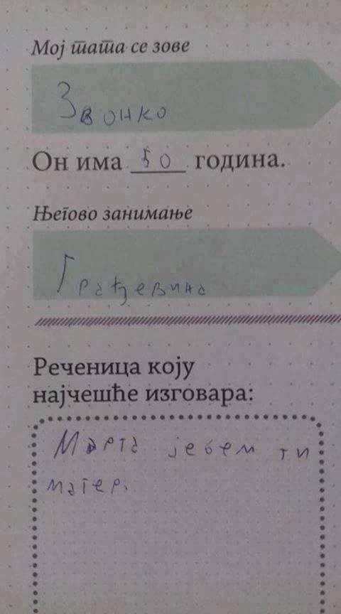 Djevojčica je u domaćoj zadaći otkrila stvar o ocu koju nije trebala