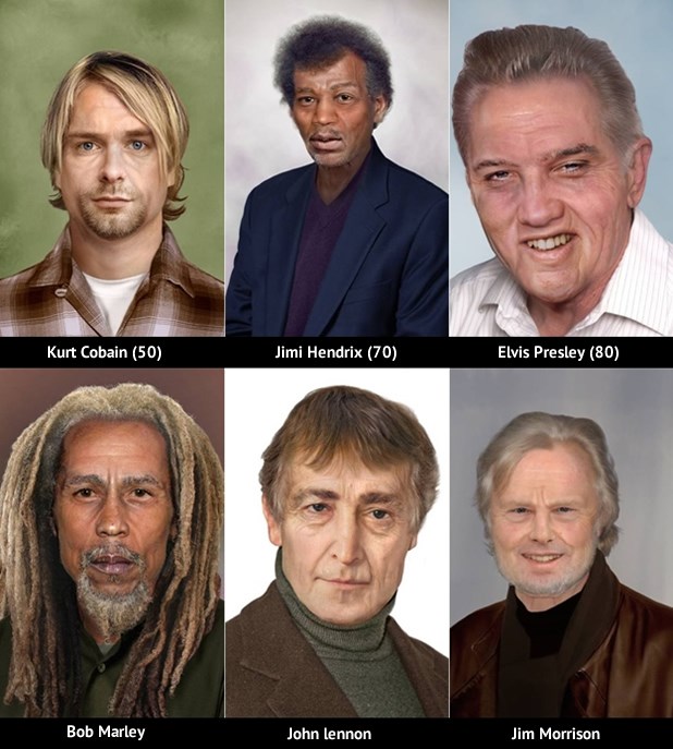 Hendrix, Cobain, Elvis: Kako bi izgledali da su danas živi?