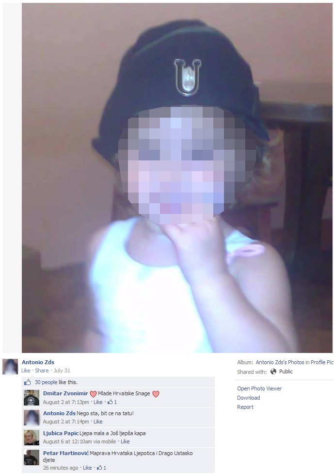 Ustaša si kćeri nabio zločinačku kapu, pa sliku na Fejs