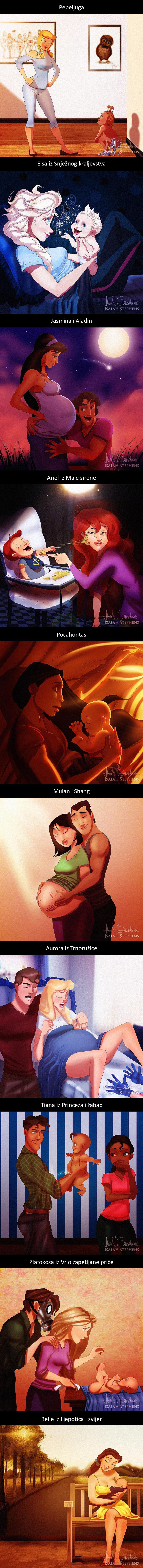Disneyeve priče su dobile nastavak: Ilustrator je pokazao kako su princeze i junakinje postale mame