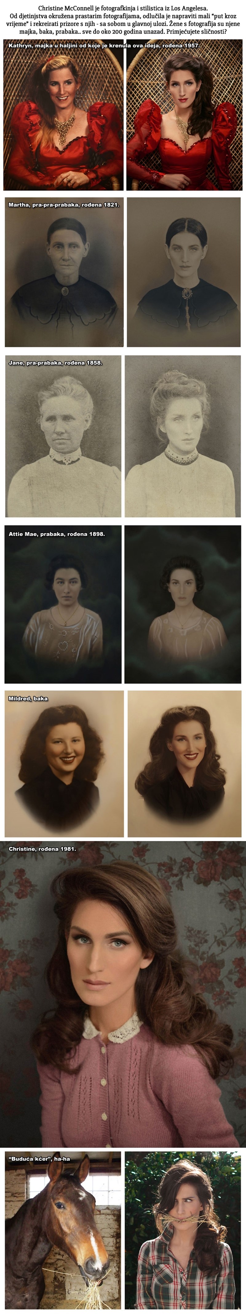 Rekreirala je fotografije svojih predaka sa sobom u glavnoj ulozi, rezultat je fenomenalan!