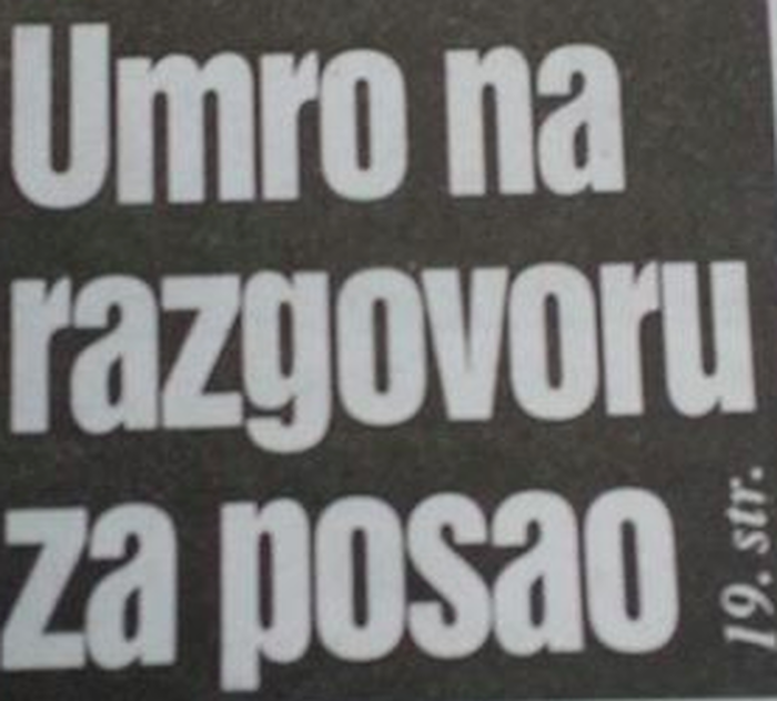 Šokirao ga poziv sa Zavoda