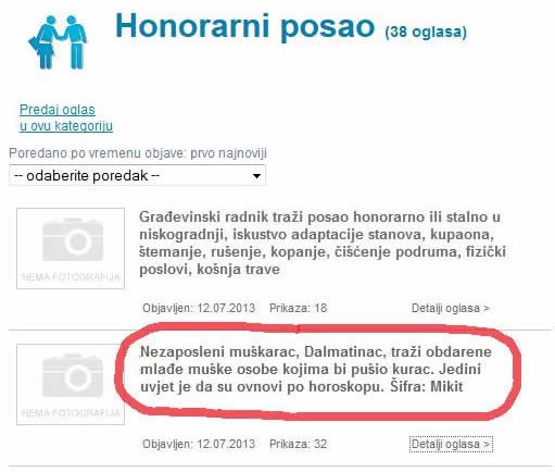Pušio bi honorarno