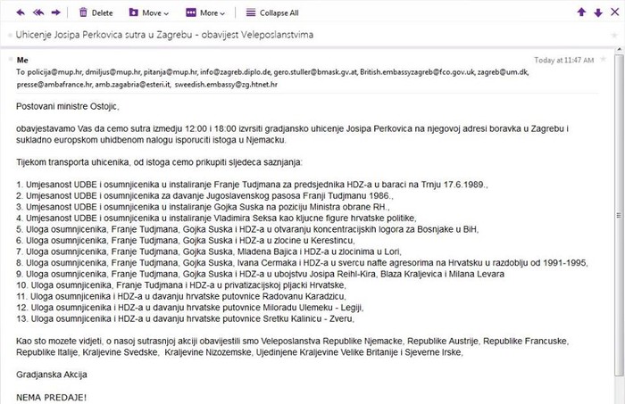 Uhićenje Perkovića: Građanska akcija na građanskom zadatku