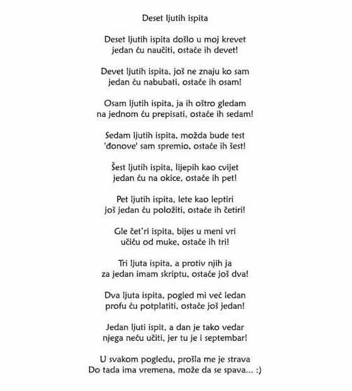Studentska himna o paklu ispita