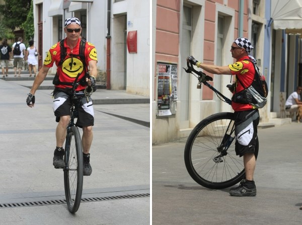 Simpatični Nizozemac u Pulu stigao monociklom