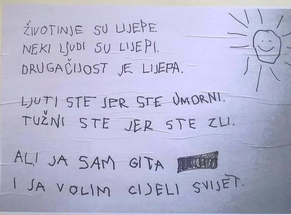 DJEČJE MUDROSTI Gitina slatka poruka vrijedi više od 1000 riječi!
