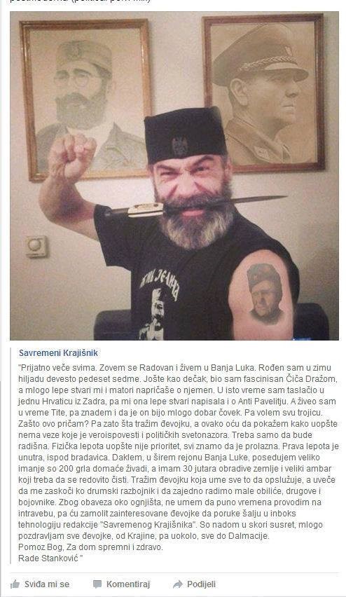 Četnički ustaša koji voli Tita traži curu!