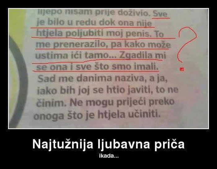 Prestravljeni penis: Najtužnija ljubavna priča ikad