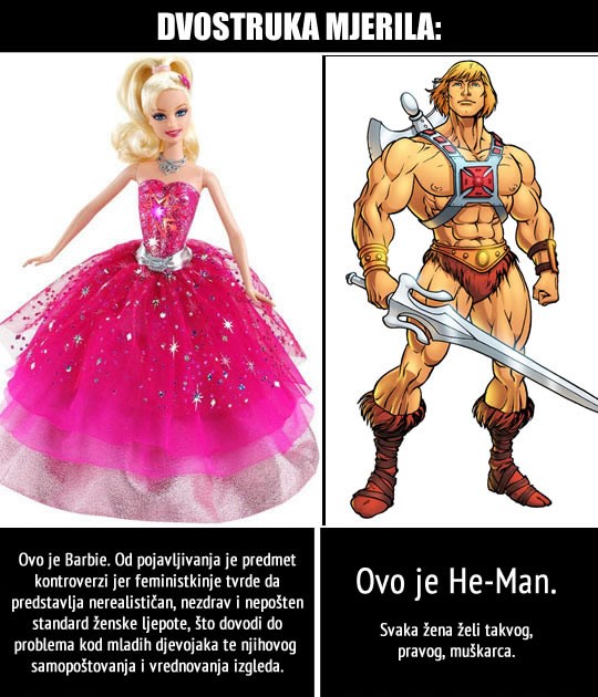 Muškarci moraju biti kao He-Man, ali Barbie vrijeđa žene?