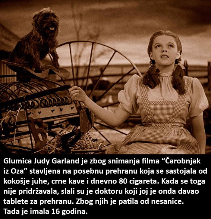 Šokantna činjenica o glumici Judy Garland i snimanju filma "Čarobnjak iz Oza"