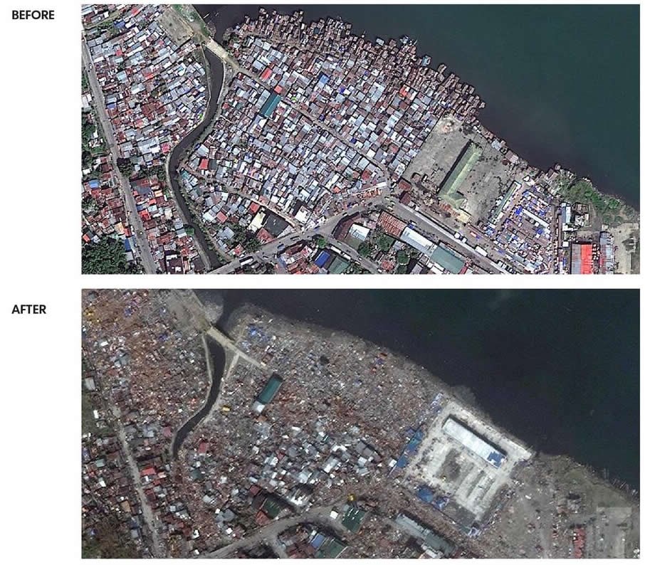 Filipinski grad prije i nakon tajfuna