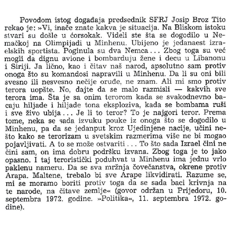 Evo što je Tito prije 43 godine rekao o terorističkim napadima