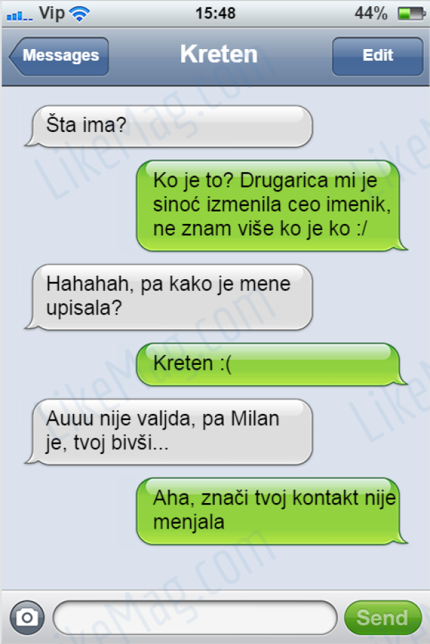SMS DANA: Ti si kreten!