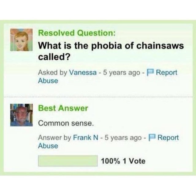 Kako se zove strah od motornih pila?