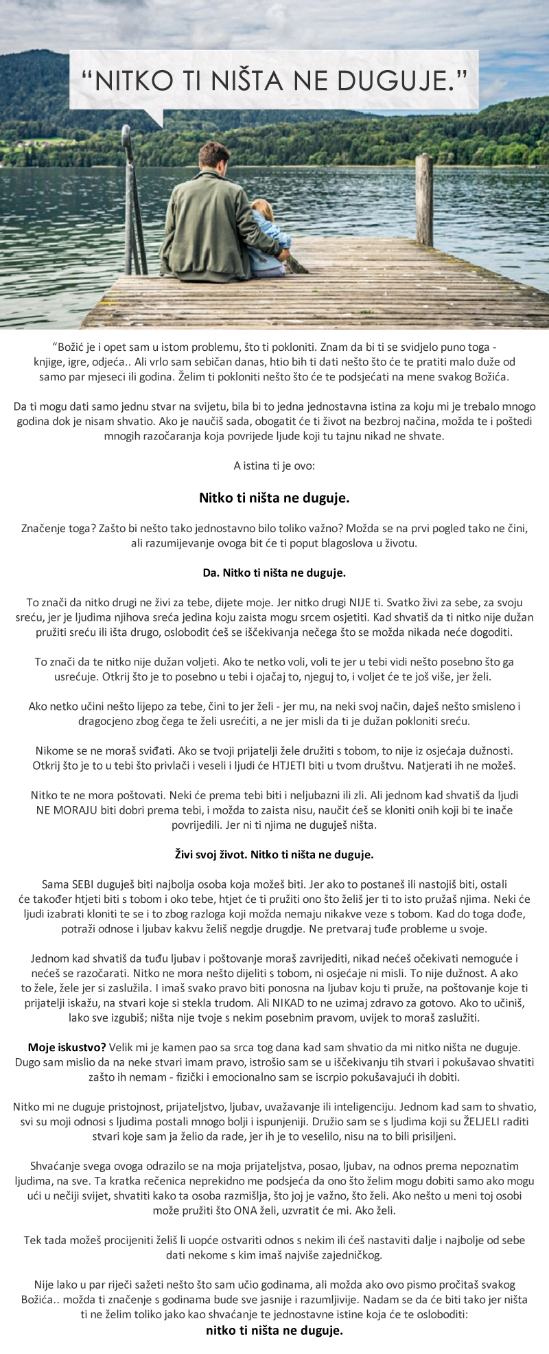 Najvažnije pismo jednog tate posvećeno kćeri