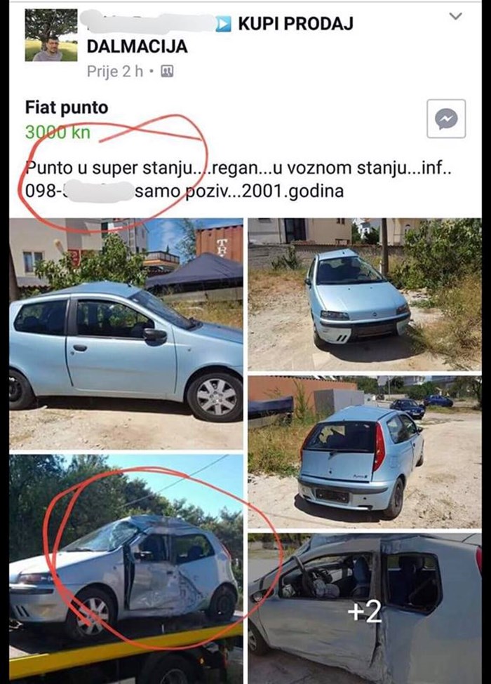 Muškarac prodaje Fiat Punto "u super stanju" no neke fotke su otkrile surovu istinu