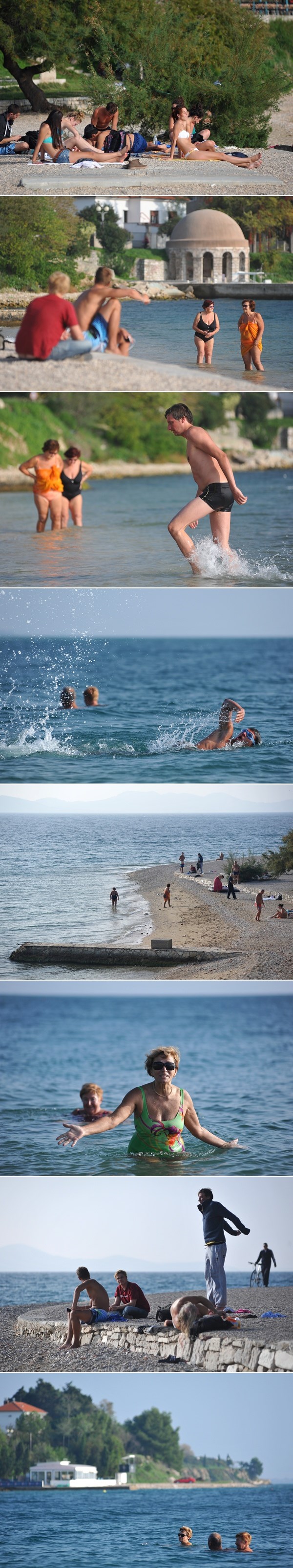 Sunčana jesenska subota na zadarskoj plaži Kolovare