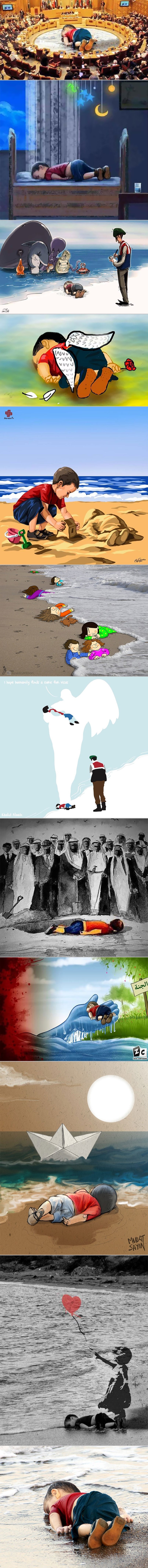 GALERIJA: Umjetnici svijeta izlili dušu na papir za malog Aylana