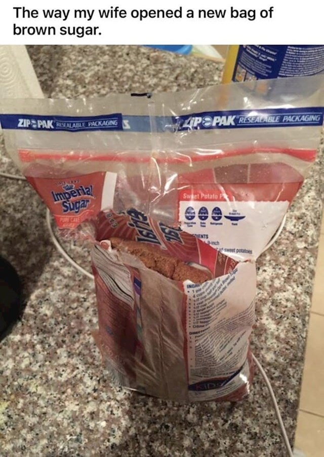 "Ovako moja žena otvara paket šećera"
