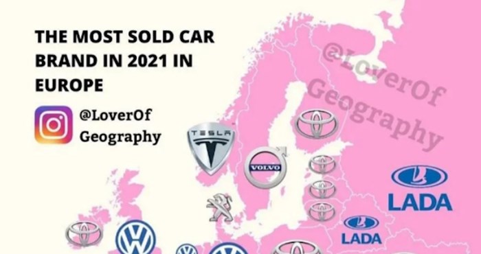 Mapa prikazuje najprodavaniji model automobila u Europi, mogla bi vas iznenaditi Hrvatska