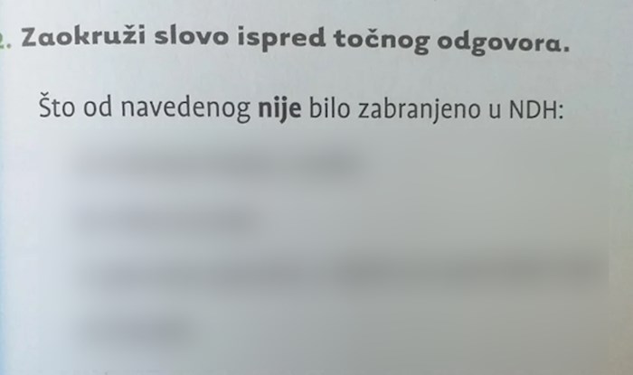 Širi se pomalo bizarno pitanje iz udžbenika iz povijesti: Što od ovog nije bilo zabranjeno u NDH?