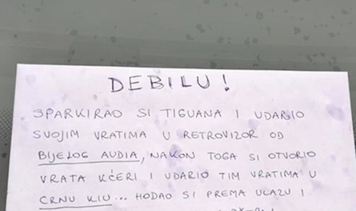 Zagrepčanin je ostavio poruku liku koji je oštetio tuđe aute, otkrio mu je što je primijetio