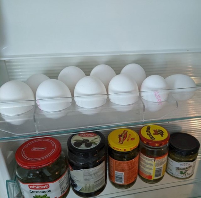 Moj frižider ima spremnik za 9 jaja.. Ponavljam, za DEVET jaja!