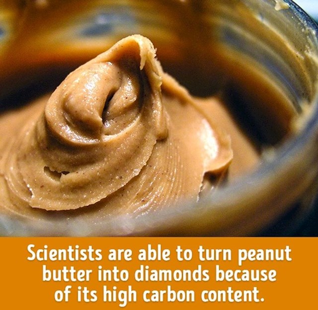Znanstvenici mogu od maslaca od kikirikija napraviti dijamante zbog velikog udjela ugljika u njemu